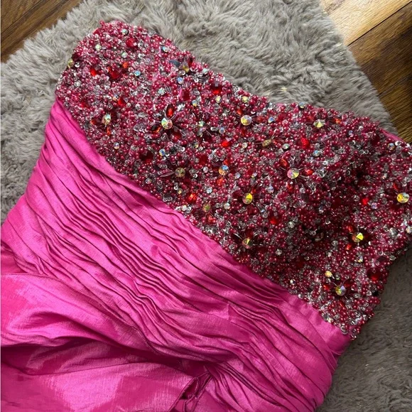 Tony Bowls Pink and Leopard Prom Dress - Picture 2 of 8